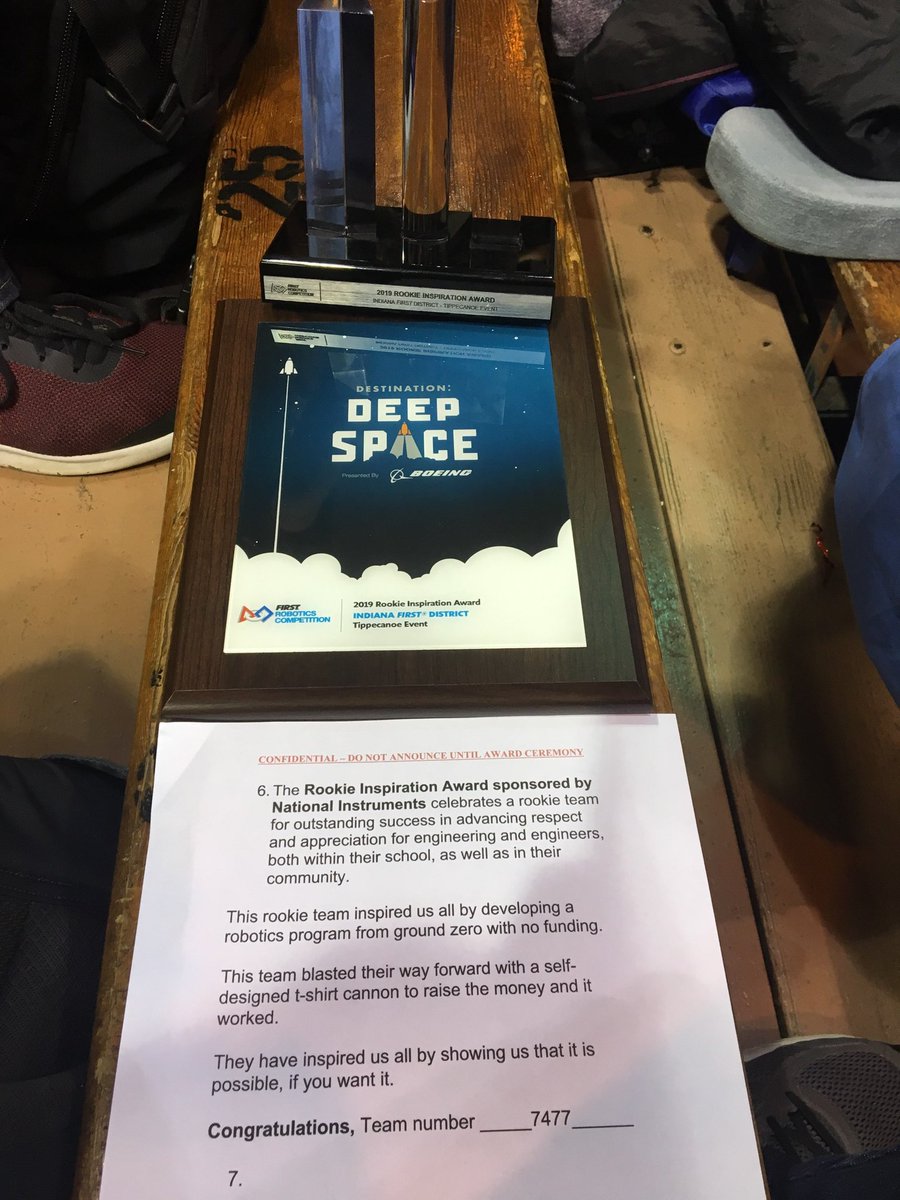 MishawakaFIRST's tweet image. We are proud to announce that Team 7477 was awarded the @NIglobal Rookie Inspiration award for the @IndianaFIRST QT at Lafayette Jefferson.

Huge thanks to our sponsors, mentors, and partners for helping us achieve this! Thanks to @PG1646 for hosting a great QT!