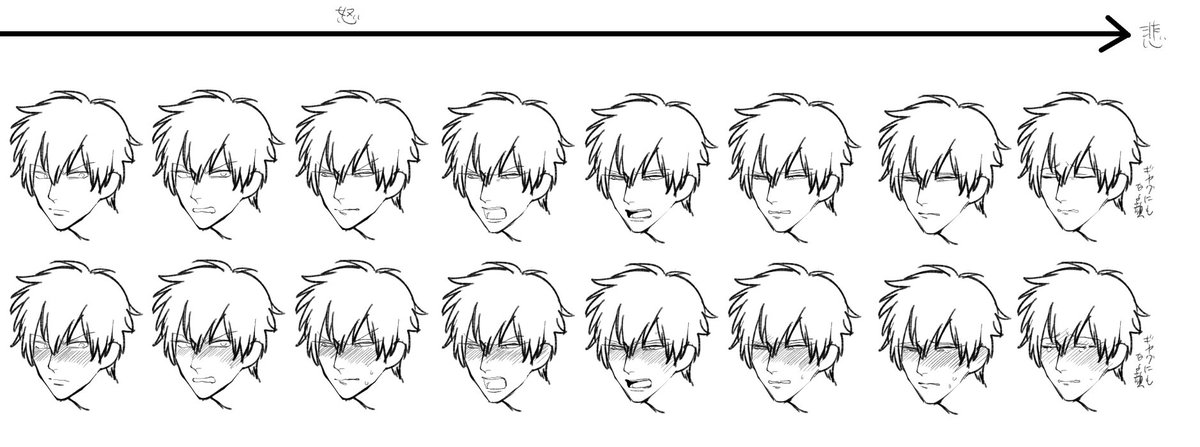 ブログのお返事ように描いたやつです!
添付1・2:照れ顔の描き方というか、種類になってしまいました…!
上が汗も赤面もなしのやつで、下が色々足したやつです。
いつか全種類描きたいです!(同じ角度だとかなりシュール)
添付3:彼シャツならぬ彼学ラン? 