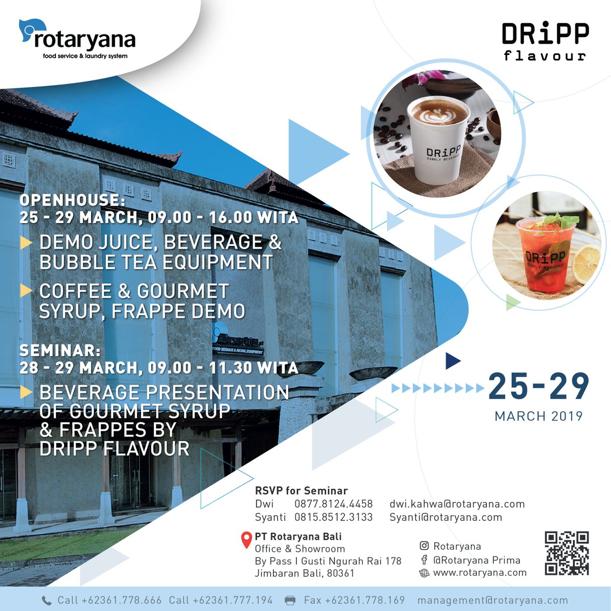 KarismaKamdani's tweet photo. Open House Rotaryana Bali.

 #Rotaryana #RotaryanaBali #Invitation #OpenHouse #SpecialpPrice #2019 #DemoBeverage #DemoJuiceJuice #DRiPP #Santos #25Maret #29Maret https://t.co/1FAaW3fu6k