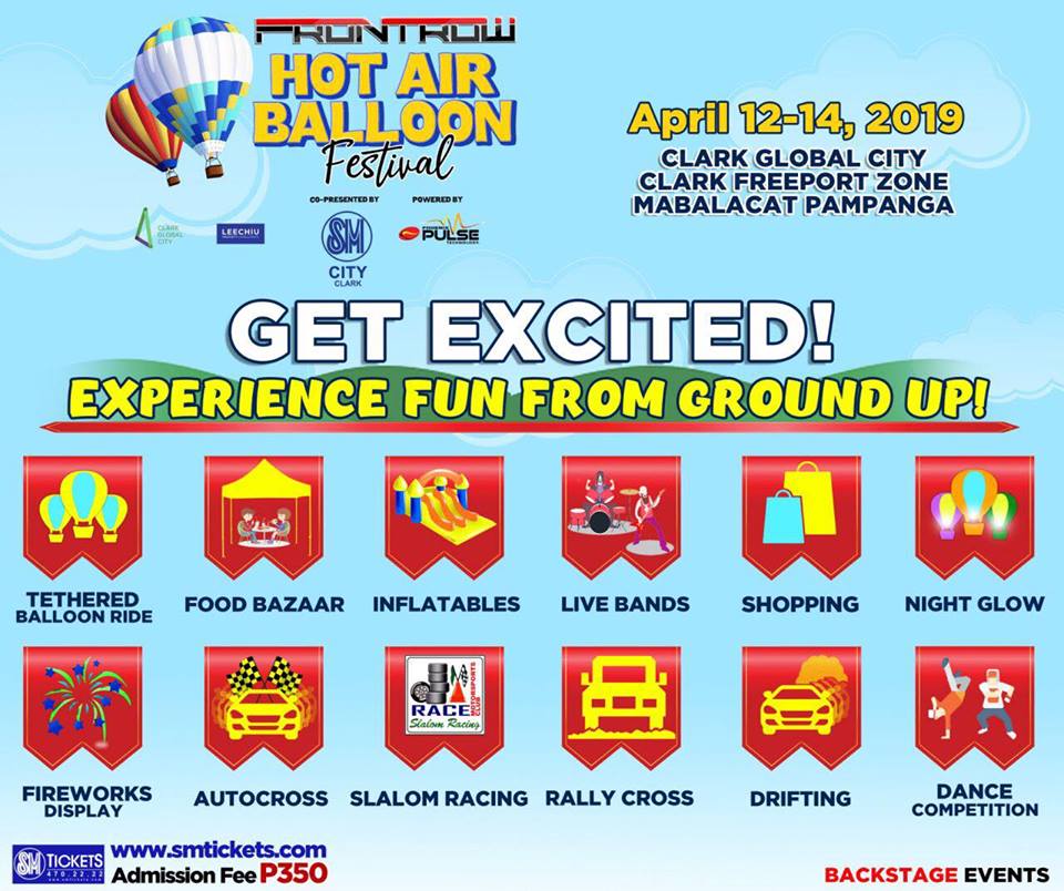 FrontrowHABF's tweet photo. Grab your tickets NOW and Experience Fun from Ground Up for the Frontrow Hot Air Balloon Festival! See you there everyone!
📍https://t.co/lOMMVEjYuJ
📍Admission Fee: P350
#FrontrowHotAirBalloonFestival
#ClarkGlobalCity
#SMCityClark
#PhoenixPulse
#Dickies
#TheMedicalCityClark https://t.co/5oz3ZcHzdY