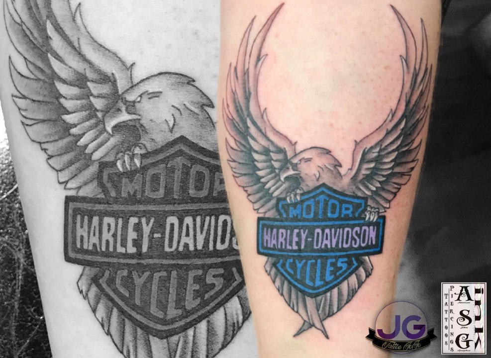 The after I finished the Harley Davidson tattoo  rHarley