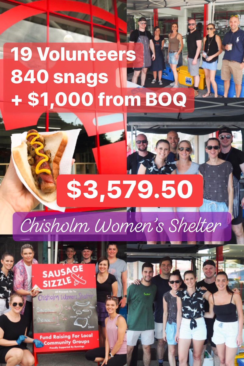 JosieJoHarris's tweet photo. The money has been counted and along with an extra $1,000 from @BOQ, we raised $3,579.50 for Chisholm Women’s Shelter at our #bunningssausagesizzle on Saturday! Well done to all the volunteers! @AusCEOChallenge https://t.co/LxTFLPRJYD