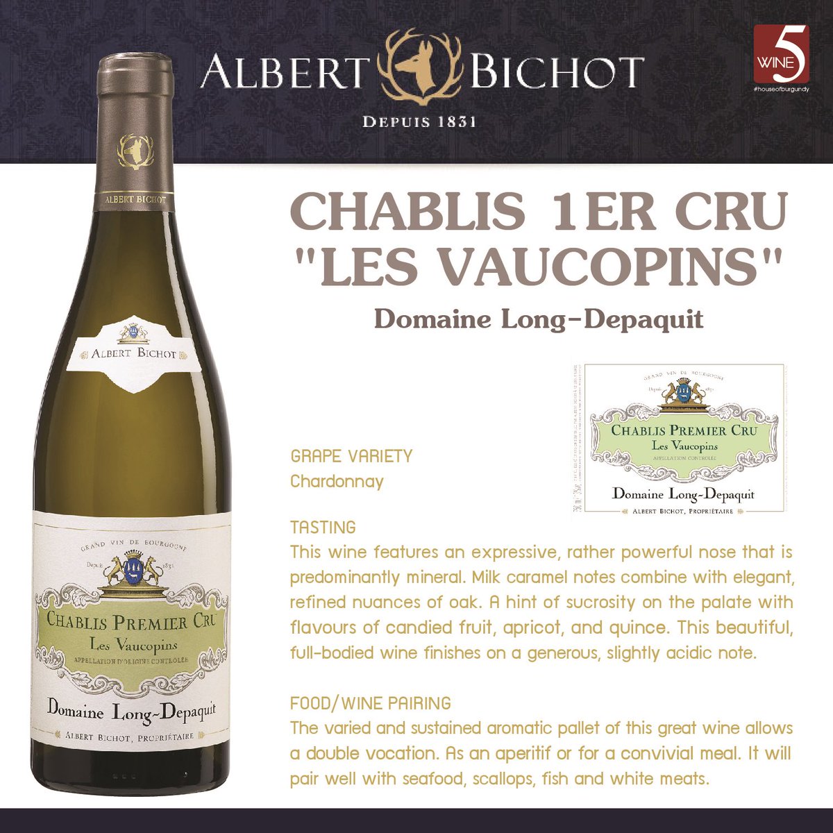 Wine5Thailand's tweet photo. 2016 Domaine Long-Depaquit Chablis 1er Cru "les Vaucopins" | Line @wine5 | #AlbertBichot #DomainesAlbertBichot #Chablis #DomaineLongDepaquit #Chardonnay #Bourgogne #Wine5 #HouseofBurgundy https://t.co/lhzikKjbcK