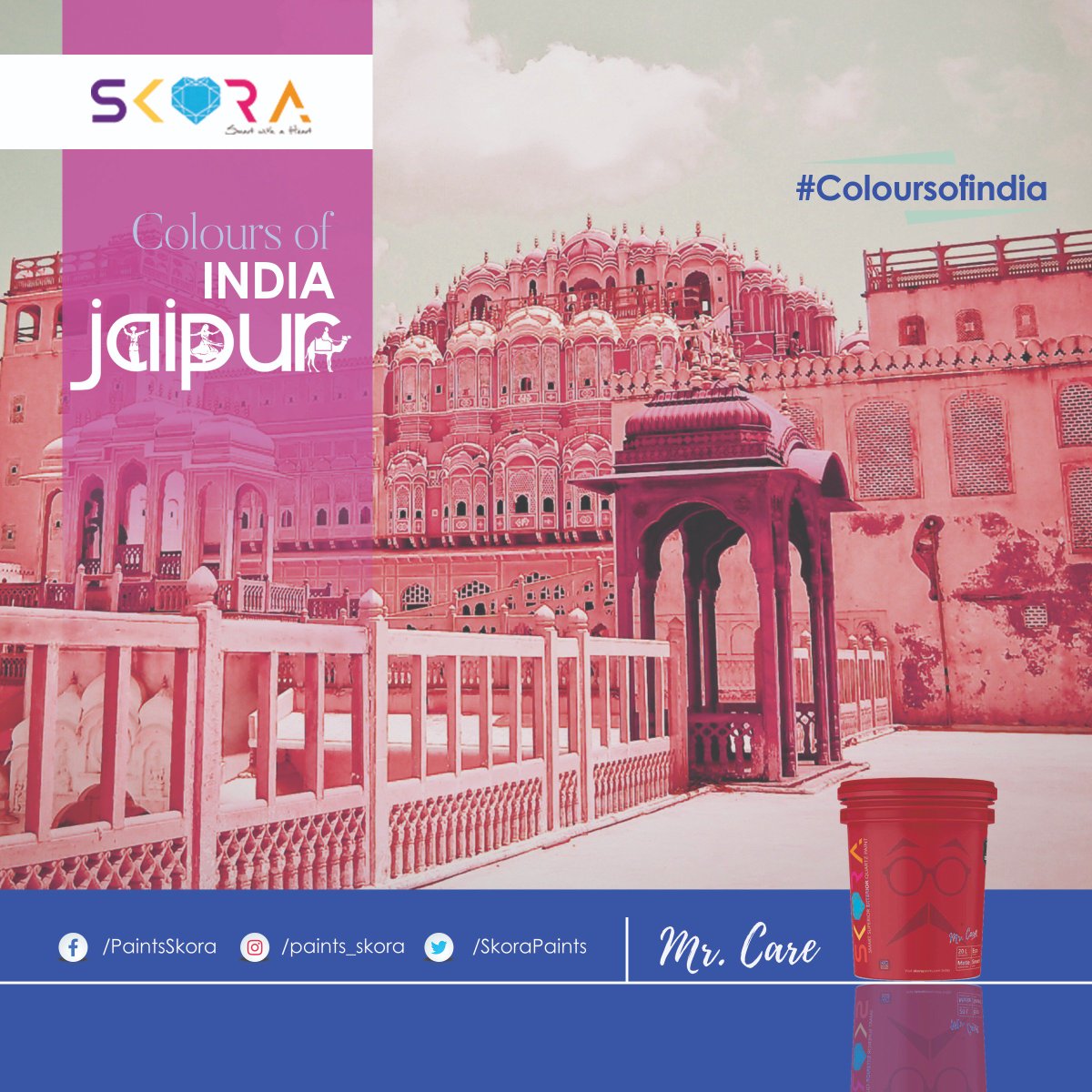 SkoraPaints's tweet photo. Colors of India:- #Jaipur
A city of #colour, a city that charms its admirers and visitors with its colors and cultures.
#ColoursofIndia #SmartPaint #SkoraPaints #Color #Paint #Culture https://t.co/JIvJbuV5m7