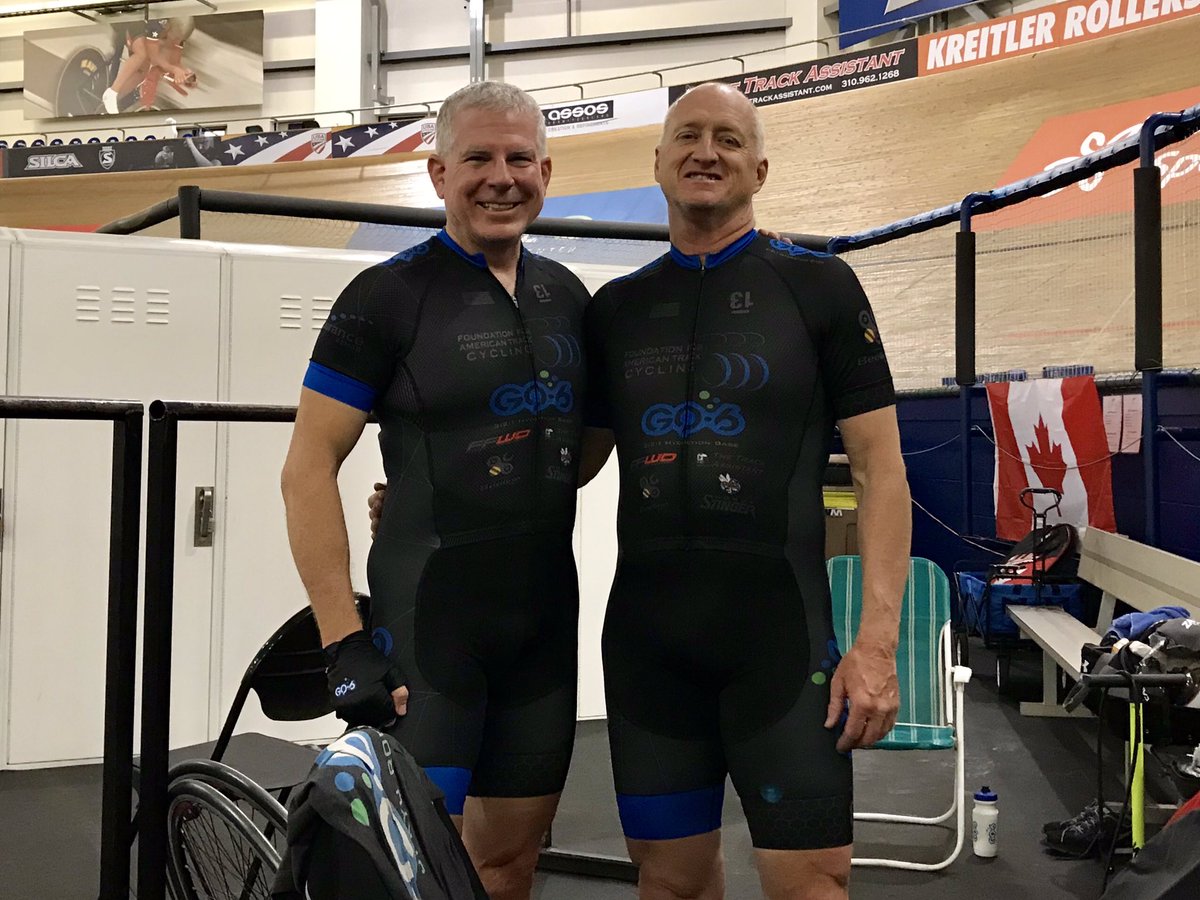 BobAZcycling's tweet photo. Awesome weekend training at @VELOSportsCtr with teammate Fred Stanage who was also my Madison partner at the 1992 Olympic Trials. 27 years later we are still having fun track racing.
@GQ_Six @Endurancerehab @FFWDwheels_usa @TheVeloPhx #TheTrackAssistant @Fly_Vie13 @goldmedalcbd https://t.co/q52YMdLVlc