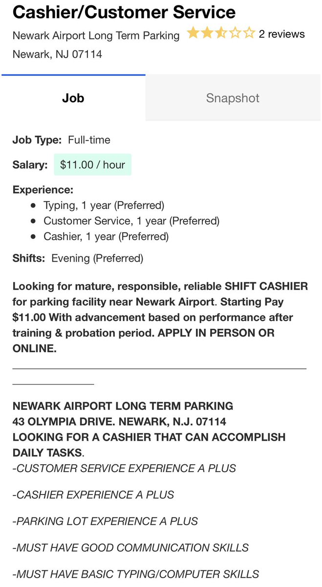 themasoncivic's tweet photo. 🚨LOCAL EMPLOYMENT OPPORTUNITY🚨

For anyone seeking a full time position, here is a local vacancy with #NewarkAirportLongTermParking at #NewarkAirport 

Feel free to apply in person at the following location:

Newark Airport Long Term Parking
43 Olympia Drive
Newark, NJ 07114 https://t.co/762BpPP2fP