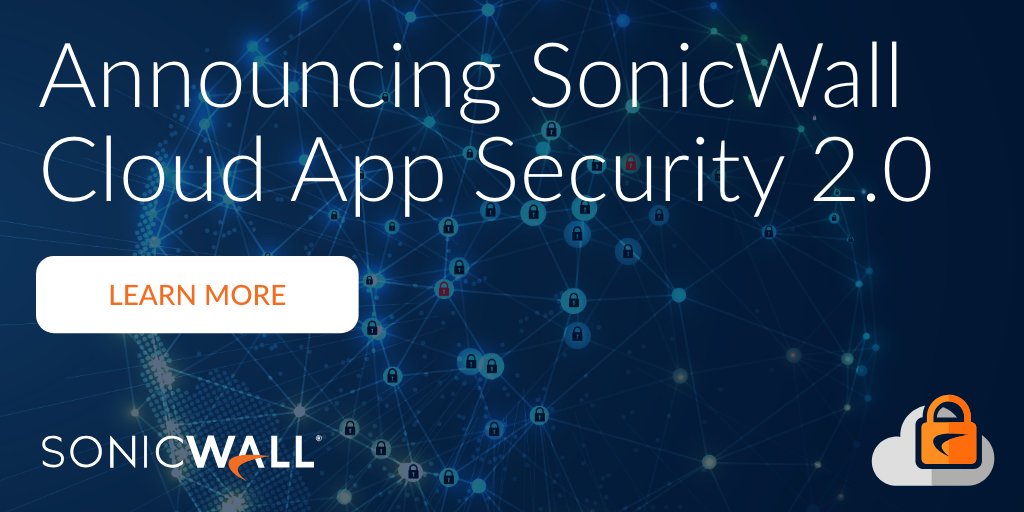 SolvedIT's tweet photo. SonicWall Cloud App Security 2.0 provides advanced threat protection to stop targeted #phishing attacks, zero-day threats and #emailfraud, such as business email compromise (#BEC) and account takeovers (#ATO) https://t.co/aZ5MGS56IX https://t.co/EXwzi078W0