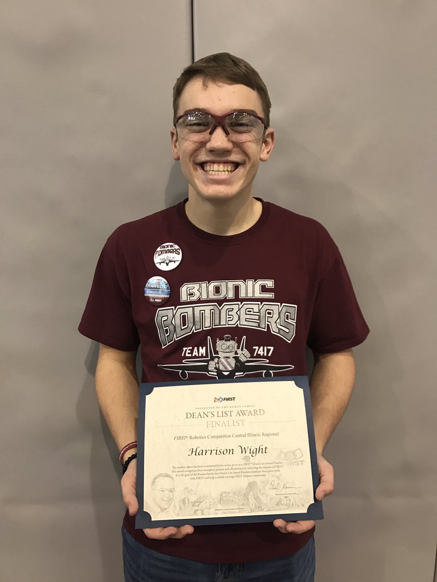 KathyWight1's tweet photo. Congratulations to the @Bionicbombers FIRST (FRC) robotics team on winning the Rookie Inspiration Award at the CIR this past weekend held at Bradley University! Congratulations to @harrison_wight on receiving the Dean's List Finalist award! @BilltownBombers #WeAreBilltown https://t.co/29kasGlWOM