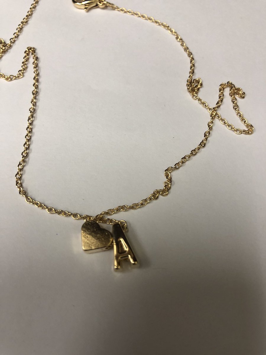 The_ReviewMan's tweet photo. This necklace is a nice to addition for my kid. The letter is a thick letter and is hefty enough. The gold looks nice and the heart is a nice addition as well. Got it on eBay at https://t.co/hV1XXrInfn and you can get any letter. https://t.co/OYfgjPSb84