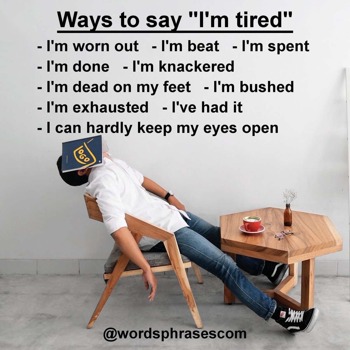 wordsphrasescom's tweet photo. Who’s tired? Who wants a nap? 😴😴 Follow me for more useful English phrases. 😁👍
#englishphrases #englishwords #usefulphrases #learnvocabulary #englishlesson #englishclass #studyenglish #learnenglish #imtired #takeanap #speakenglish #englishpractice https://t.co/OvmCzG4QZd