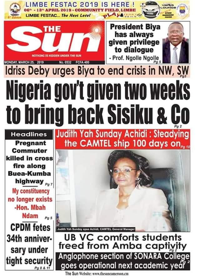 Relindisambo2's tweet photo. Press review from Cameroon this Monday morning https://t.co/liFicEmexd