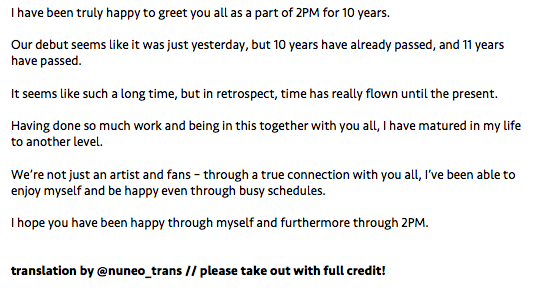 nuneo_trans's tweet photo. [TRANS] 190323-190324: Letter to HOTTEST, from Junho 💛

#준호 #JUNHO #2PM https://t.co/m0fWk1w1So