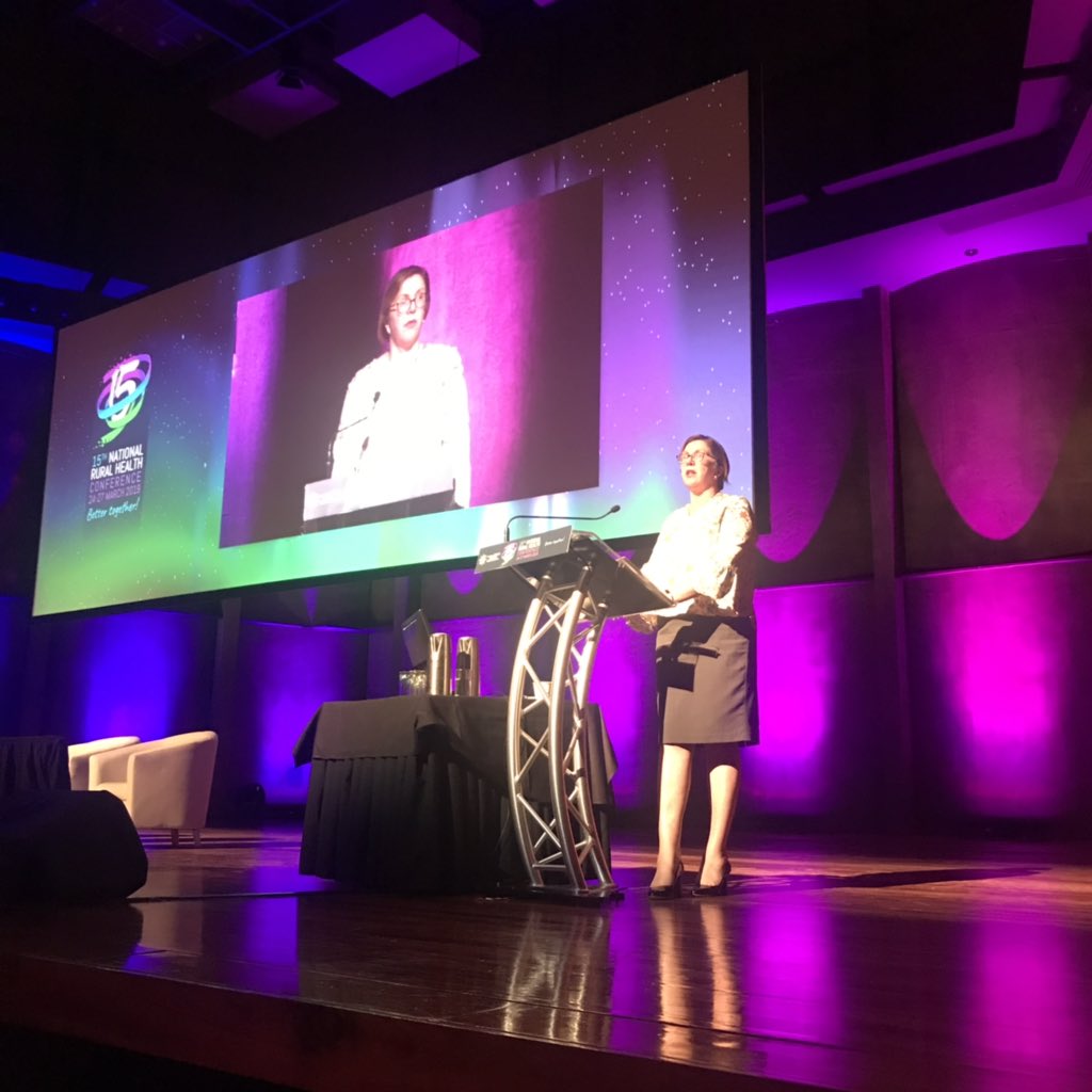 cathybead2's tweet photo. Catherine King Shadow Health Minister tells #ruralhealthconf Labor will invest $12 million in Telehealth to bridge the gap in stroke health in rural and remote areas @NRHAlliance @croakeyblog @Elllsee @NRHACEO https://t.co/1D6yq77LNx