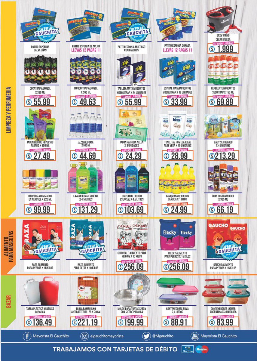 MGauchito's tweet photo. 🎉🎉TOP OFERTAS SEMANALES🎉🎉

Alimentos, Bebidas, Lacteos, Fiambres, Perfumería, Limpieza.

TE ESPERAMOS😉

El Gauchito, tu almacén mayorista.

#elgaucho #elgauchito #mayorista #almacen #mercado #mardelplata #ofertas #precios #supermercado #preciosbajos #barrio #mdq https://t.co/DI6gqrxw9Y