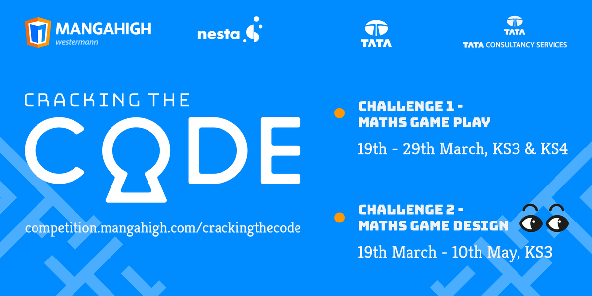 Mangahigh's tweet photo. 📣GOOD MORNING ALL UK SECONDARY SCHOOLS📣

There's still time to get involved in the Cracking the Code competition Challenge One!

We've seen some fantastic competition so far so why wouldn't you want to get involved?!

Click the link below to sign up: https://t.co/BafnoDurDh https://t.co/yldwTcKfg3
