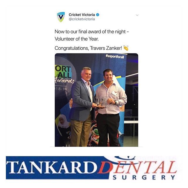 NicholsPointCC's tweet photo. Great to see Cricket Victoria acknowledge Trav Zanker for winning the Volunteer Of The Year Award on their Twitter feed. Great stuff Trav! 
#pointerspride #pointersfamily #webleedgreenandgold #asportforall https://t.co/xiC1j2iv1f https://t.co/Y4BOi9aAVz