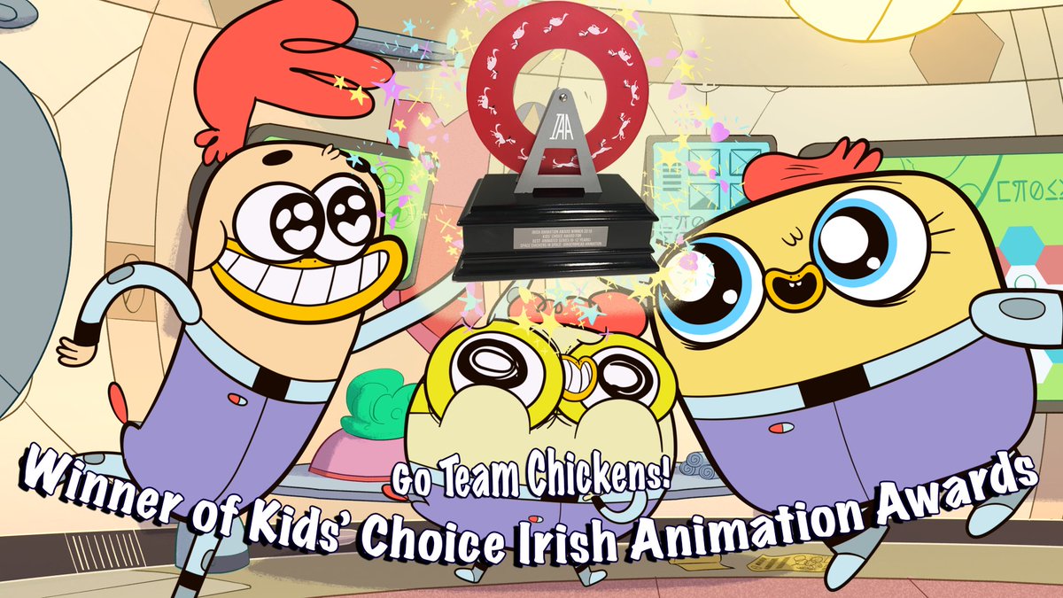 SarahJanekKelly's tweet photo. Winner winner chicken dinner! 😄 go team chickens!! 🐥 congrats  to each and every one of the amazing crew working at @GingerbreadAni @CAKE_Ent @StudioMoshi @Gorillapost and beyond! https://t.co/EgjfKVCEjv