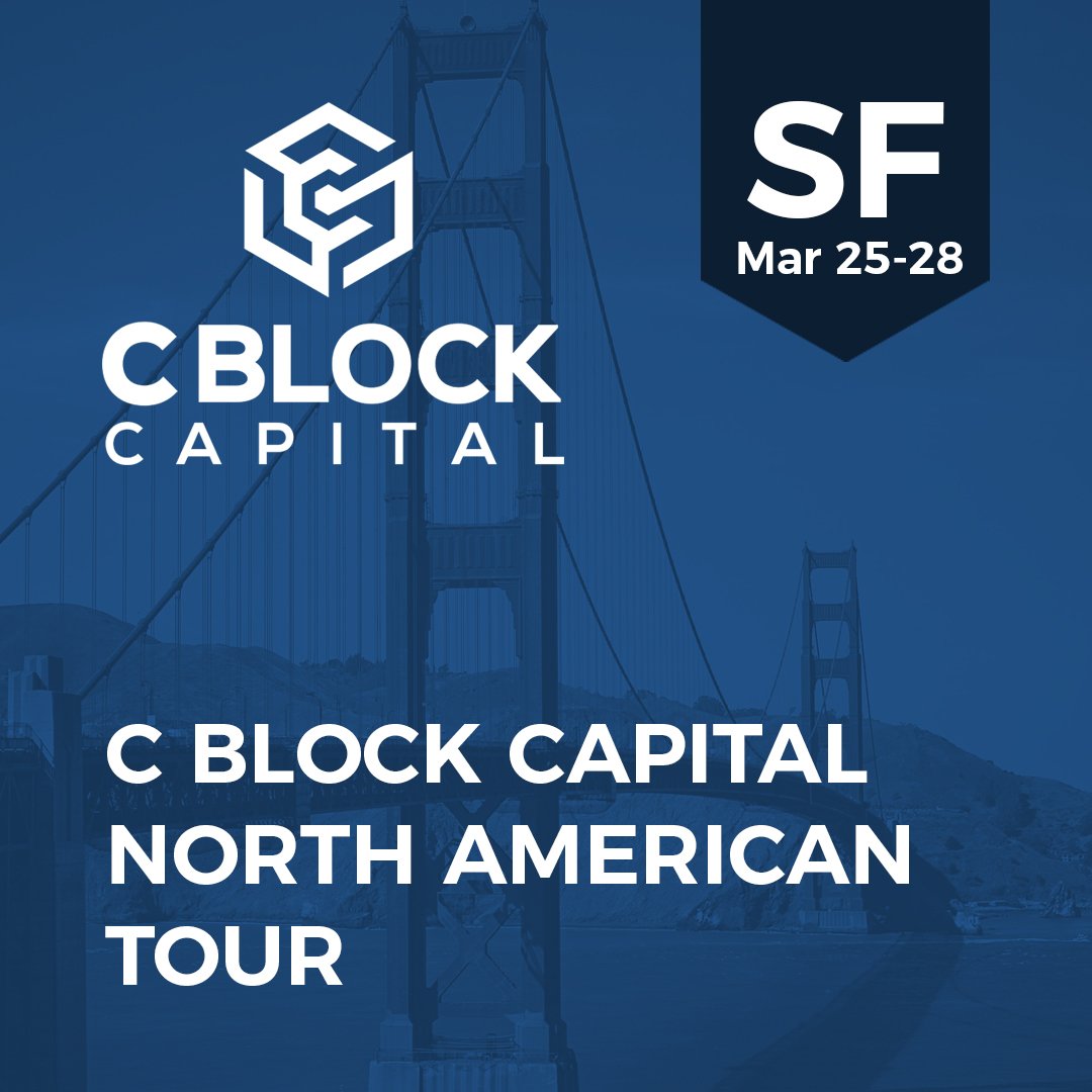 C Block Capital's next leg in the US continues in San Francisco! For those who want to catch us, feel free to reach out and we would be happy to arrange a time to meet with you. We will also be in LA on the 28th and in Palo Alto on the 29th. If you're in town, let us know!