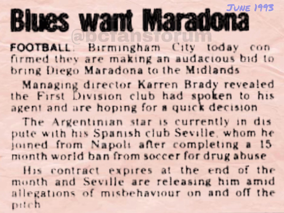 bcfansforum's tweet photo. Bit faded now but when I found this clipping this morning I laughed so loud I think the neighbours heard me ... in the next street 😂😂 #kingsofspin #karrenbrady #davidsullivan #maradonna #BCFC #KRO https://t.co/z6aB662m93