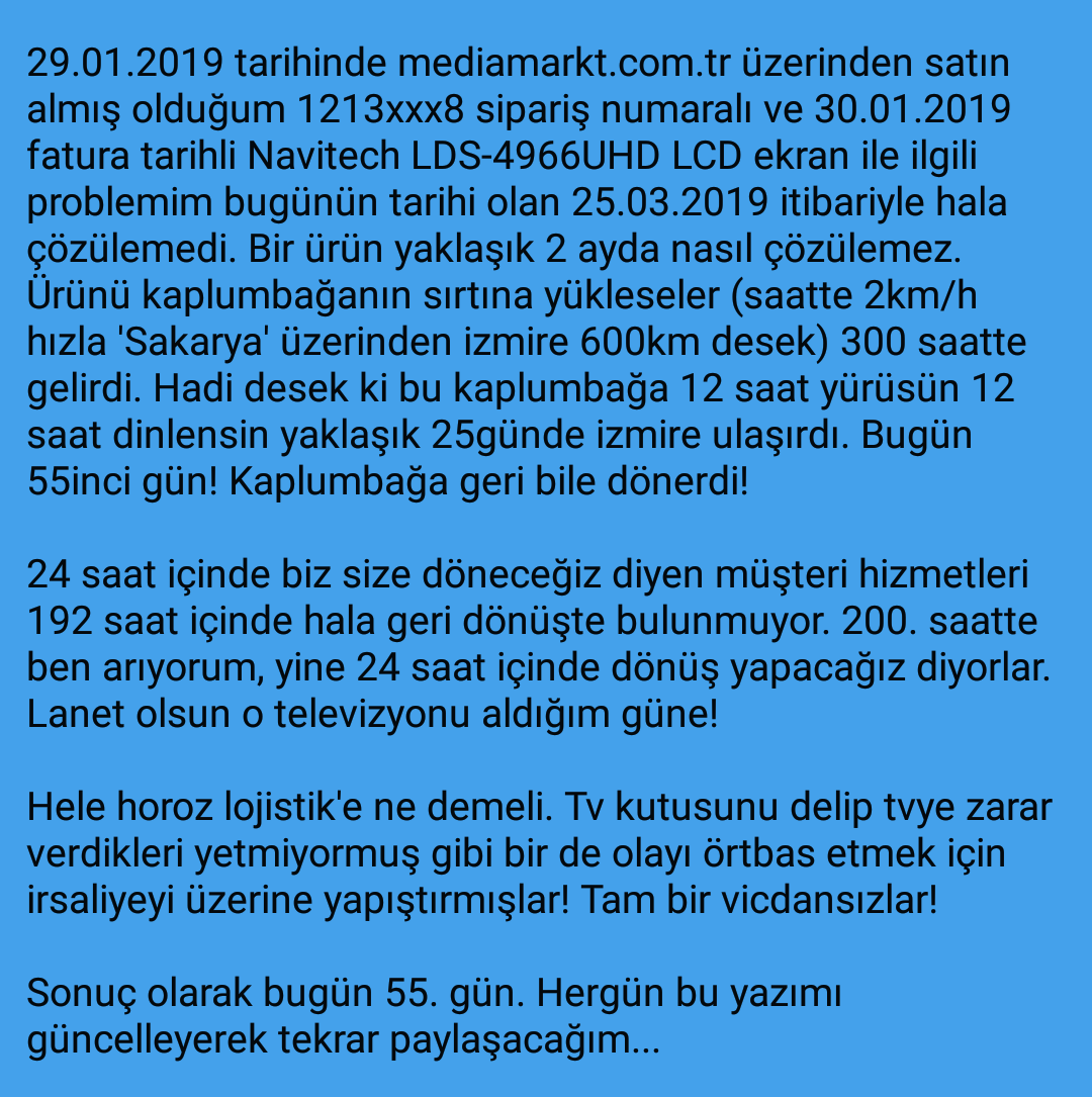 mehmet_bozoklu's tweet photo. #sikayetvar #mediamarkt #mediamarkttakeyfinebak #navitech #horozlojistik #kaplumbagabilegetirirdi https://t.co/NC0JcKTpCT