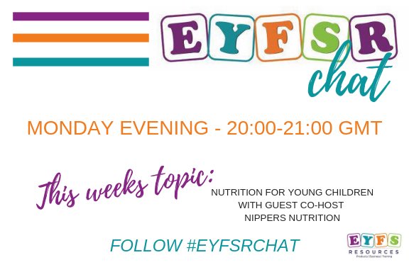 TheNippersBox's tweet photo. Tonight we’ll be hosting @EYFSresources twitter chat &amp; discussing child nutrition. We’d love for our fabulous followers to get involved by asking questions, as well as sharing their own opinion on the questions asked - we hope to see you at 8! #EYFSRchat #nutrition #parents #kids https://t.co/DqMacIAvxq