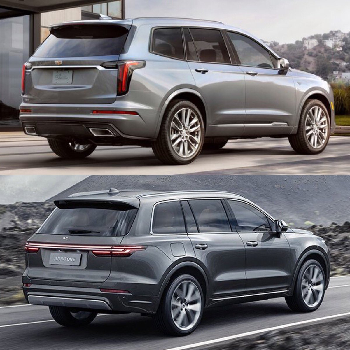 lovecarindustry's tweet photo. Traditional or challenger? USA or China? Gasoline or electric? They are both 6/7-seat E-SUV with lengths 5.05 m #CadillacXT6 &amp; 5.02 m #LixiangOne, but they bet on different attributes to gain traction. Retail entry price: €53,900 #Cadillac &amp; €52,500 #Lixiang. Which one to buy? https://t.co/RTfflK6TjI