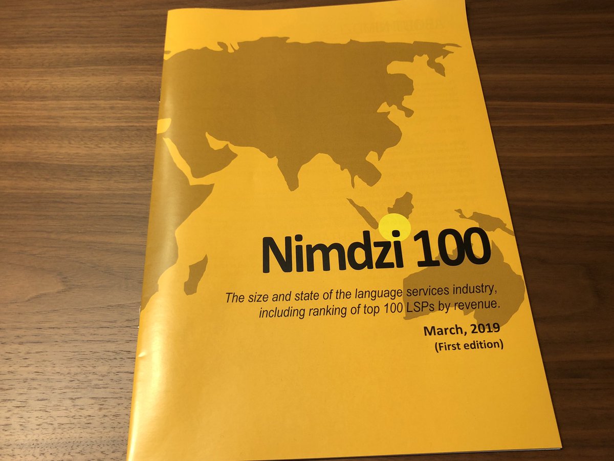 liborsafar's tweet image. I really like the #GALAMunich bag insert from Nimdzi. The 2019 #localization industry report in all its glory. And a quality print. Definitely an insert I’m taking home to keep.