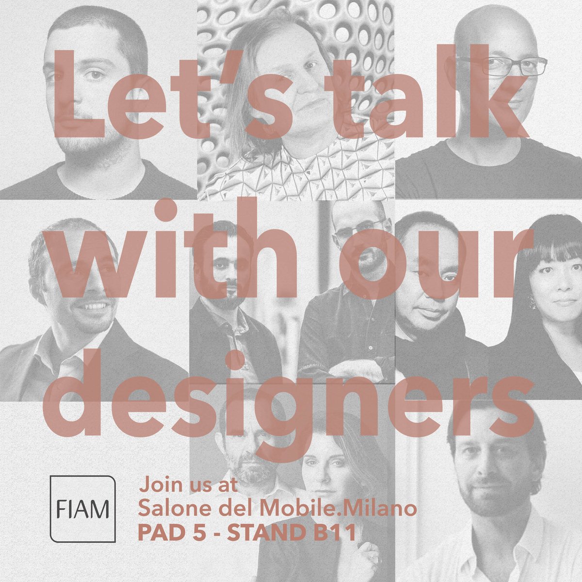 Fiam Italia (@fiamitalia) on Twitter photo Let's talk with our designers!
Join us <a href="/iSaloniofficial/">Salone del Mobile</a>
#fiam #fiamitalia #SalonedelMobile #furnituredesign #Milan #fair #SdM2019 Let's talk with our designers!
Join us <a href="/iSaloniofficial/">Salone del Mobile</a>
#fiam #fiamitalia #SalonedelMobile #furnituredesign #Milan #fair #SdM2019