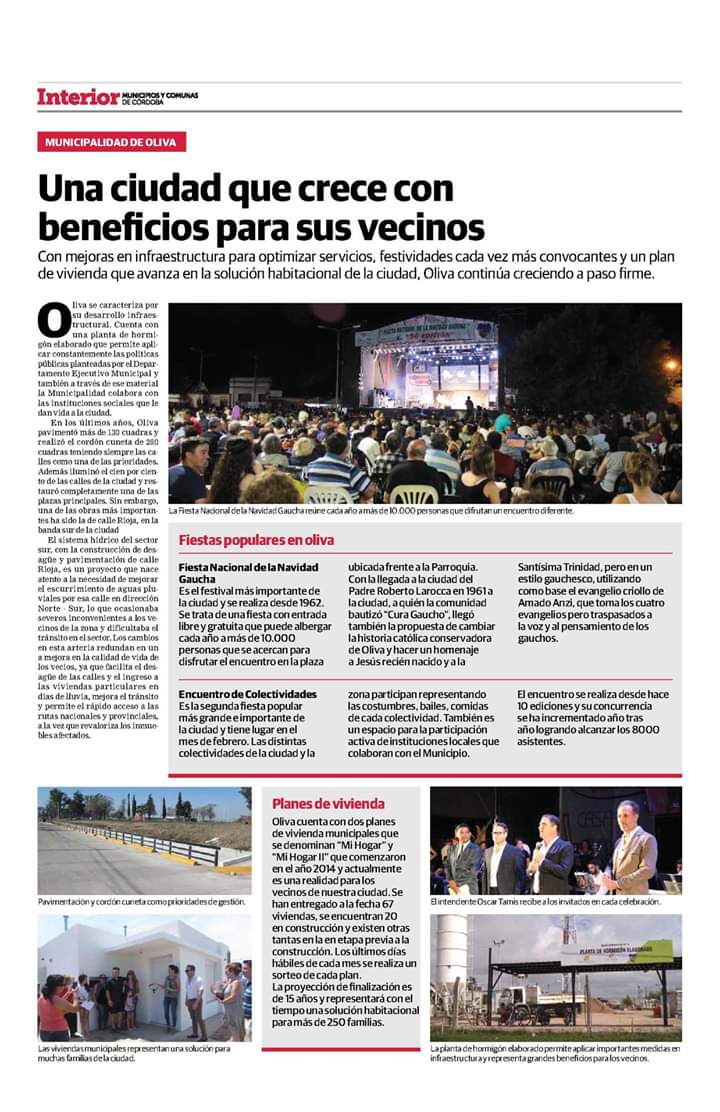 #Medios #LaVoz #Oliva 

SALIDA EN LA VOZ DEL INTERIOR 

Compartimos la página que LaVoz.com.ar le dedica en la edición de hoy a la ciudad de Oliva, en versión papel.

¡Muchas gracias por visualizar tantas acciones de nuestra hermosa ciudad!