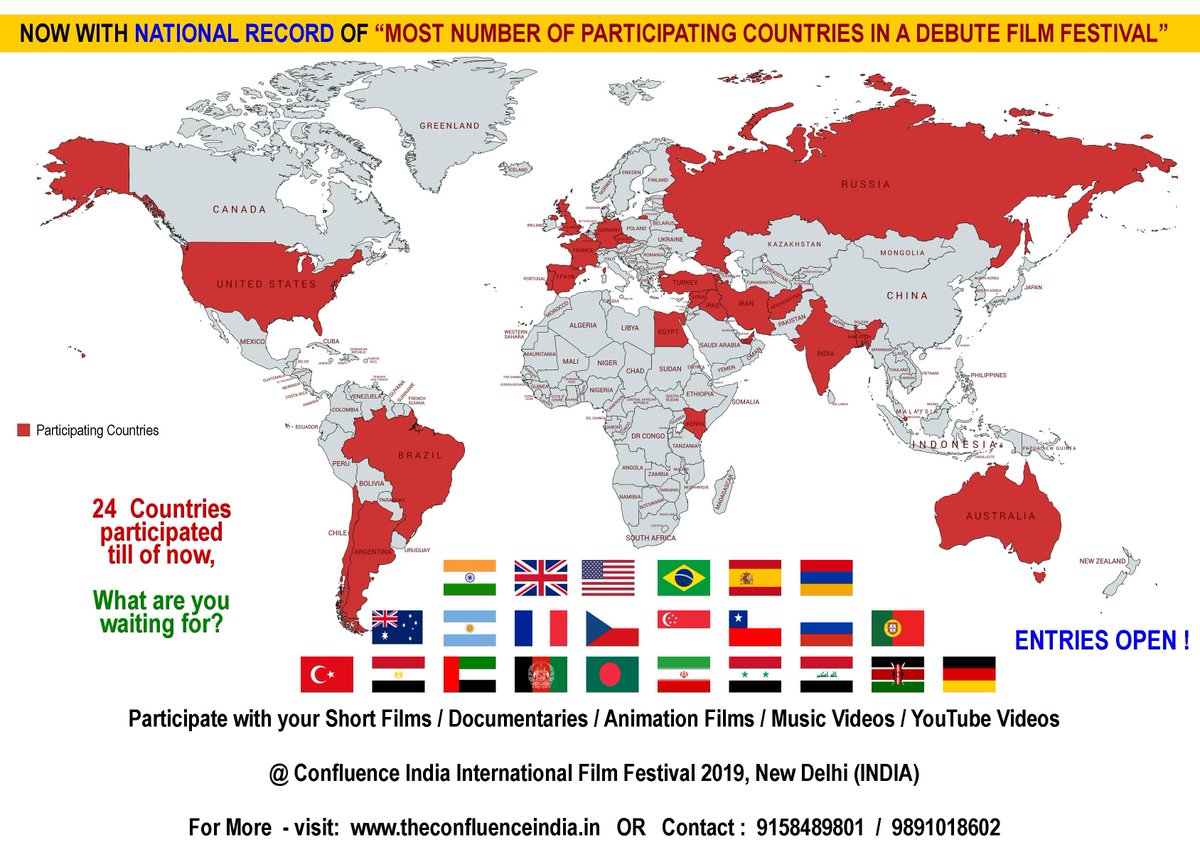 ConfluenceIndia's tweet photo. #Big_Blast - #Confluence_India is now a #National_Record_Holder.
#Confluence_India_International_Film_Festival has officially broked the 50 years old #National_Record of #Most_Number_of_Participating_Countries_in_a_debut_Film_Festival. https://t.co/w0G7Eq1xRP