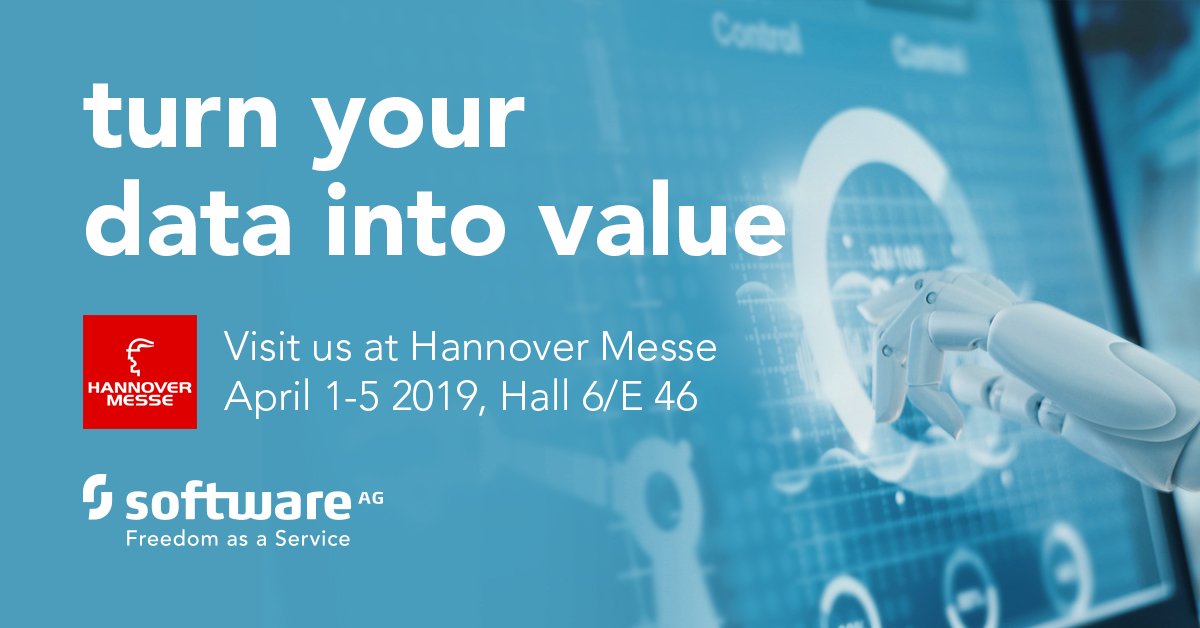 Join me and my <a href="/SoftwareAG/">Software AG</a> colleagues next week for <a href="/Hannover_messe/">HANNOVER MESSE</a> as we showcase our award-winning multi-function iPaaS and IoT use cases transforming industry leaders around the globe. #turnyourdataintovalue bit.ly/2Tq5IPH