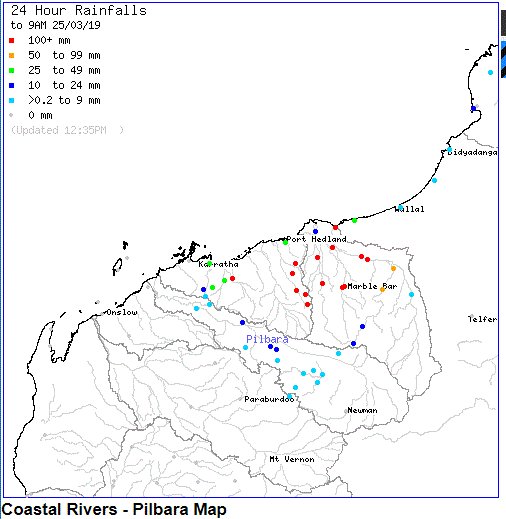 Bureau Of Meteorology Western Australia On Twitter Tc Veronica Winds Easing Rain Continues In The 24 Hours To 9 Am More Than 100 Mm Through Much Of Pilbara Highest Fall 360 Mm