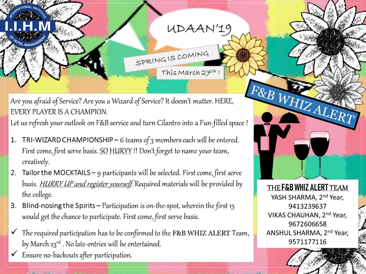 Gunika09214380's tweet photo. #UDAAN2K19 bringing up so much energy and excitement  #IIHMHOTELSCHOOL @IIHMJAIPUR 
2 DAYS LEFT 😍😍😍😍 
.DEPARTMENTAL ACTIVITIES
 HOUSEKEEPING IN THE HOUSE
 F&amp;B WHIZ ALERT 
 .QUIZZY POPPS
 .MUSICAL CHAIR 
 .1 MINUTE WONDERS  
 CULTURAL FEST
 WITH THE VIBRANT FASHION SHOW 👰 https://t.co/tJs2IB3AGI