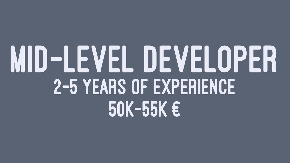 stuttgartjs's tweet image. Changing jobs? How much money should you ask for? You have few years of experience under the belt, you don't require mentoring to get your work done and maybe even mentor others. The median salary for this category is 50k-55k EUR.