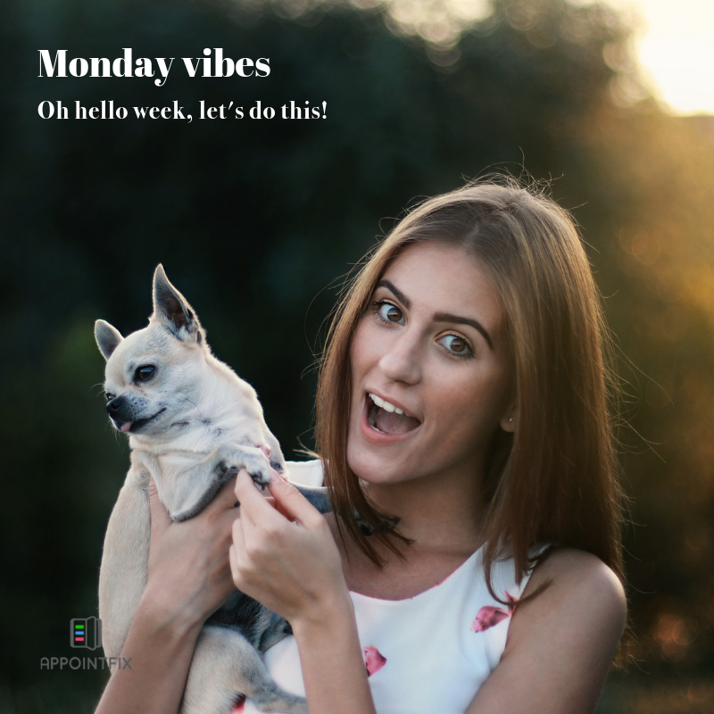 Appointfix's tweet photo. Oh hello week, let's do this! 😎#MondayMotivation #mondaythoughts #appointfix #modernappointmentbook #nomorenoshows #onlinescheduler #automatedreminders https://t.co/6rmaKCg8Ra