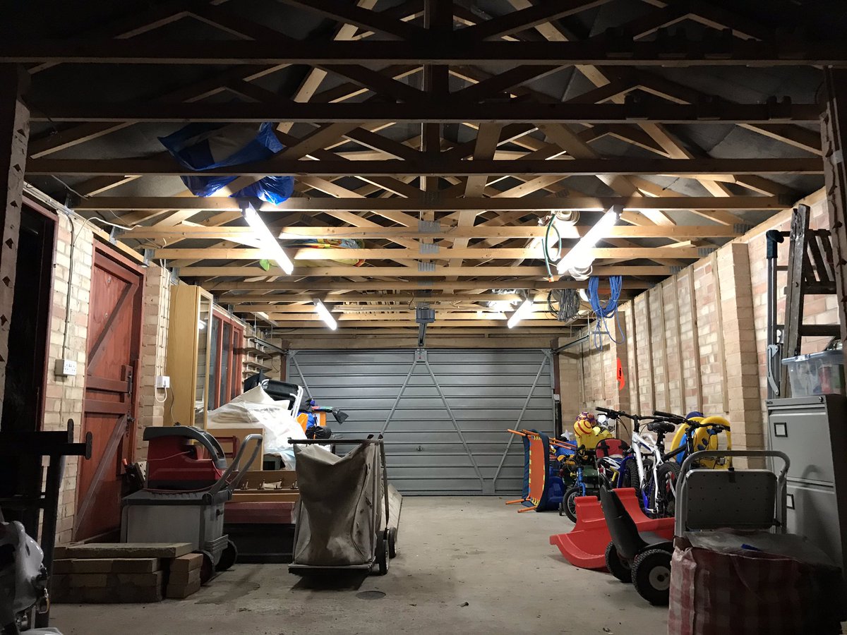 AlexEllisWhite's tweet photo. Walking tall this morning after wiring in four strip lights to our garage this weekend - a big first for me in the DIY stakes. Iโll gloss over the bit when I stood on a water pipe and had to call an emergency plumber - no one needs to know about that!!#dadDIY #winofsorts https://t.co/3027CgtV2s