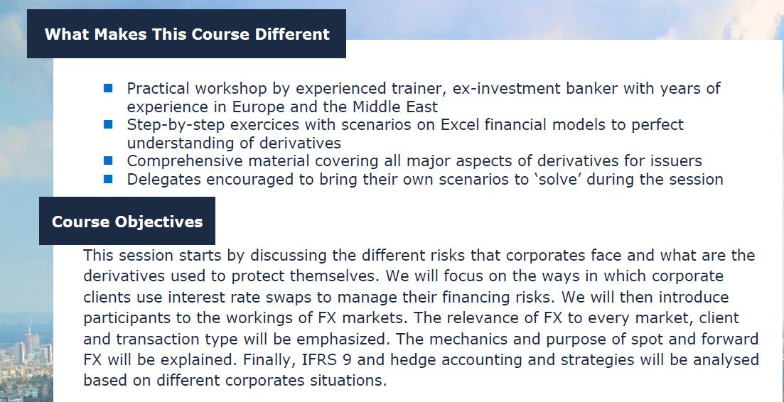 Derivatives for Issuers | 19th June | London
bit.ly/2IFlQZb
#Derivatives #course #banking