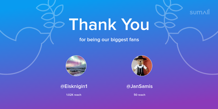 BoNoremac's tweet photo. Our biggest fans this week: @Eisknigin1, @JanSamis. Thank you! via https://t.co/IPpO1tG9HM https://t.co/g54FSCQhca