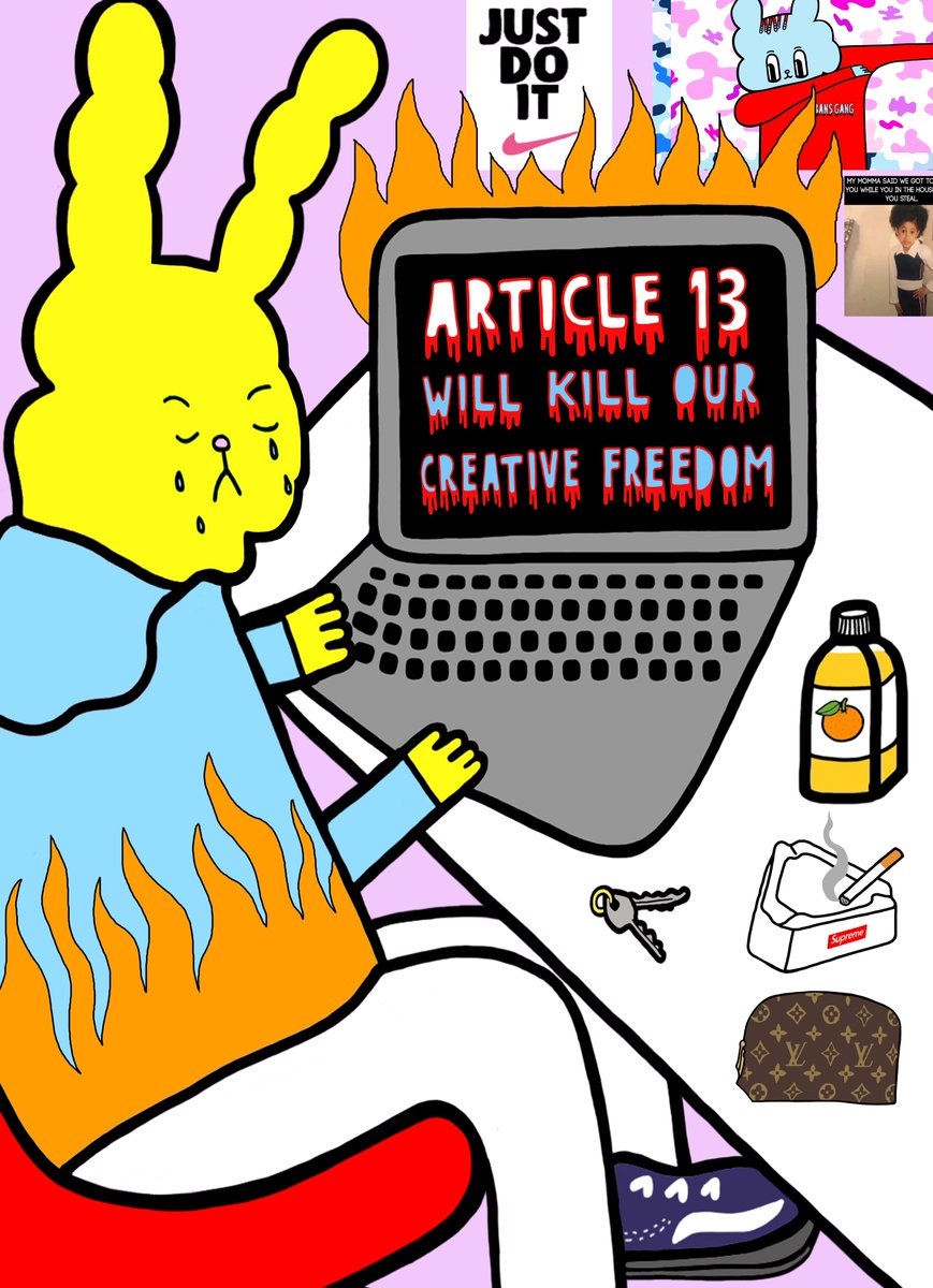 For years, the #SaveYourInternet movement has bravely fought Article 13 to stop creative expression being blocked online. Today European Parliament holds a final vote. We hope MEPs vote against Article 13 to protect the livelihoods of European creators.

🖼️ by <a href="/bansillustratin/">bans illustration</a>