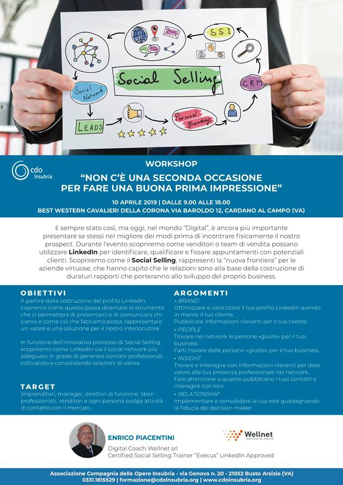 CavalieriMXP's tweet photo. Workshop #socialselling su #linkedin, una grande occasione di formazione organizzata da CdO Insubria. 
Ci sono ancora posti disponibile per chi volesse partecipare! Affrettatevi! https://t.co/sUigoBsEyg