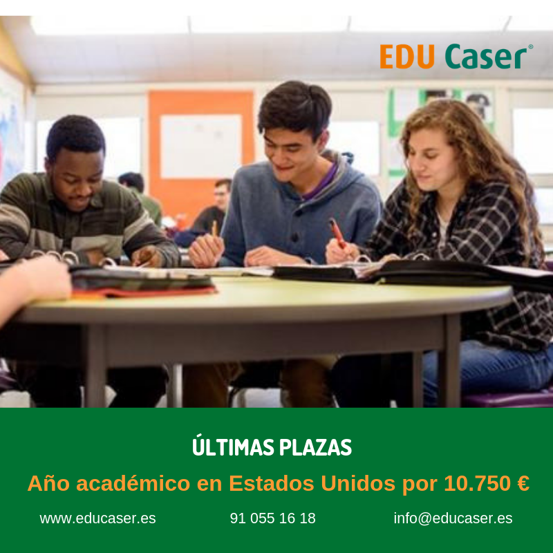EDUCASER_'s tweet photo. Con #Educaser, el proyecto de educación internacional de #Caser, puedes estudiar 4º de ESO o Bahcillerato en un High School estudounidense por 10.750 €. Toda la información en https://t.co/zENi8WoQ6g ¡¡¡ÚLTIMAS PLAZAS!!! https://t.co/qbdCCpJjOe