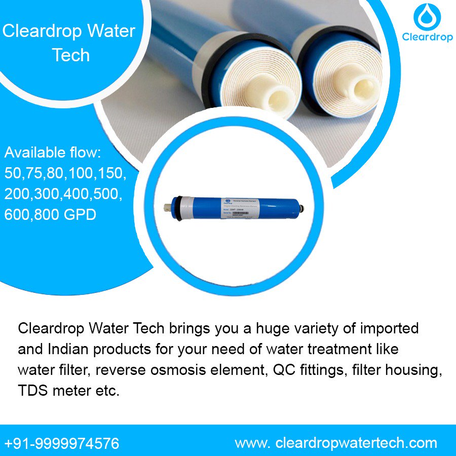 ClearDropWater's tweet photo. Cleardrop Water Tech #ROMembrane
Available flow:
50,75,80,100,150,200,300,400,500,600,800 GPD
#watertreatment #waterfilter #reverseosmosis #cleanwater #boiler #waterquality #QCfittings #filterhousing #TDSmeter
https://t.co/gxPxBWZQBs https://t.co/kNFT2U5PEM