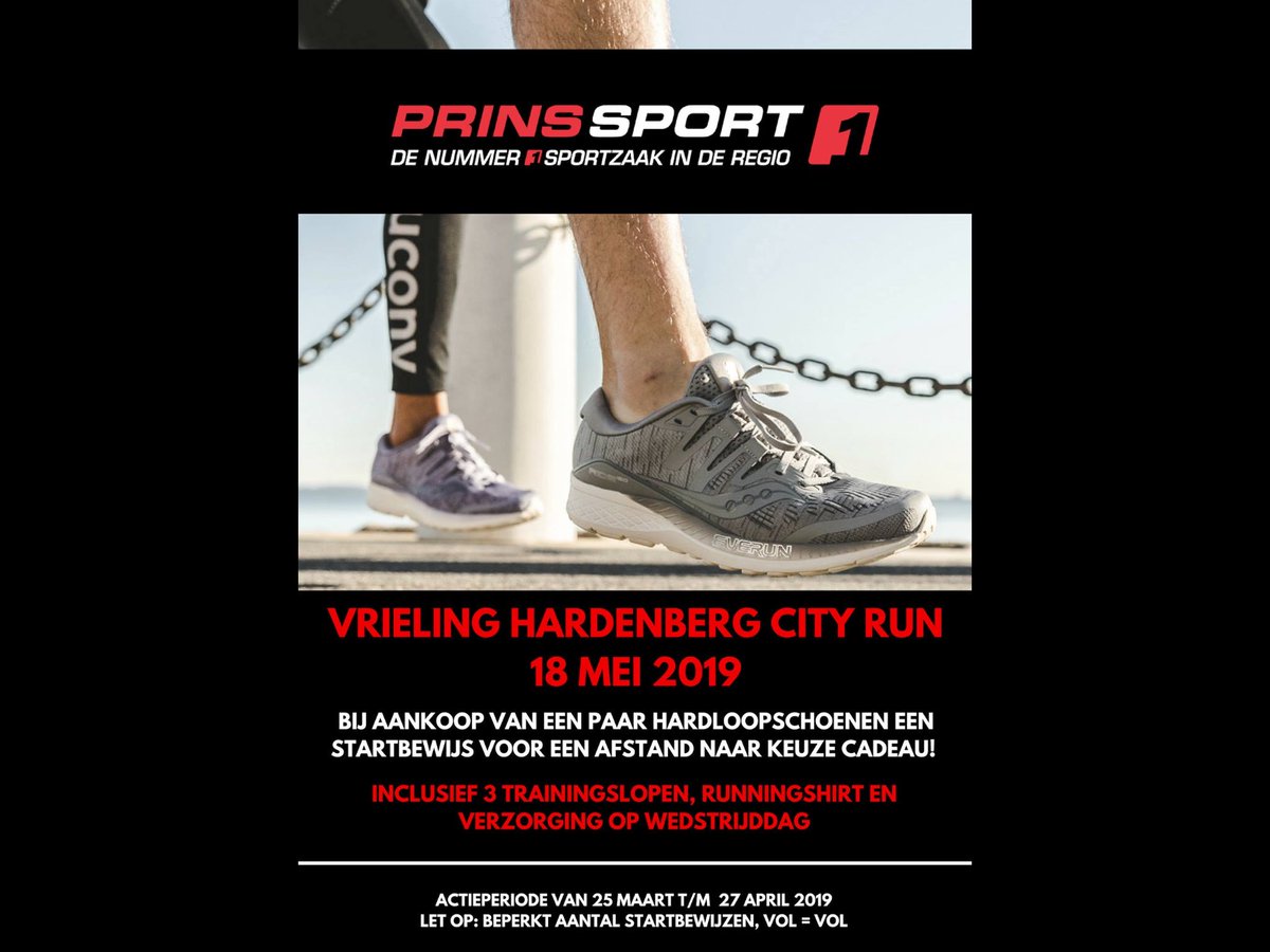 ● CITYRUN HARDENBERG ●
Koop in de periode van 25 maart t/m 27 april je #runningschoenen bij onze #sponsor <a href="/PrinsSport/">Prins Sport H'berg</a> en beleef samen met team Prins Sport de City-Run Hardenberg! 😀🏃‍♀️