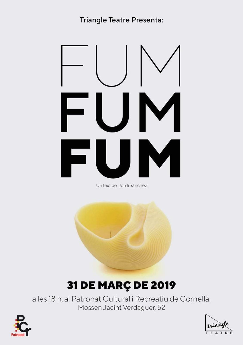 TriangleTeatre's tweet photo. Ara sí que sí! Enfilem la recta final cap a l'estrena de Fum, fum fum! La nova producció del grup ;)
#fumfumfumiscoming #estrena
📆 Diumenge 31/03, 18h.
📍 Al @PcrCornella 
💶 A taquilla abans de la funció o
https://t.co/t7chS4NWxl https://t.co/FSS4jOc58S https://t.co/0h49TAH30P