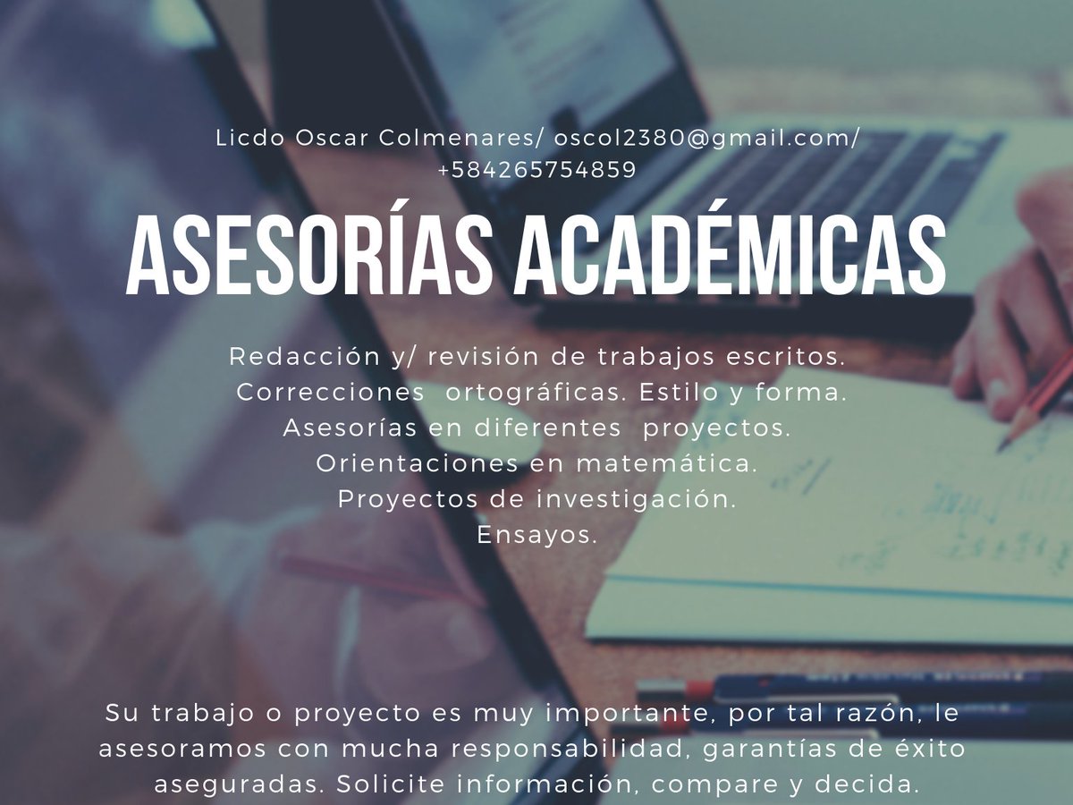 Cuando requiera una mano con su trabajo, proyecto o formación académica; comuníquese, pregunte, compare y decida...