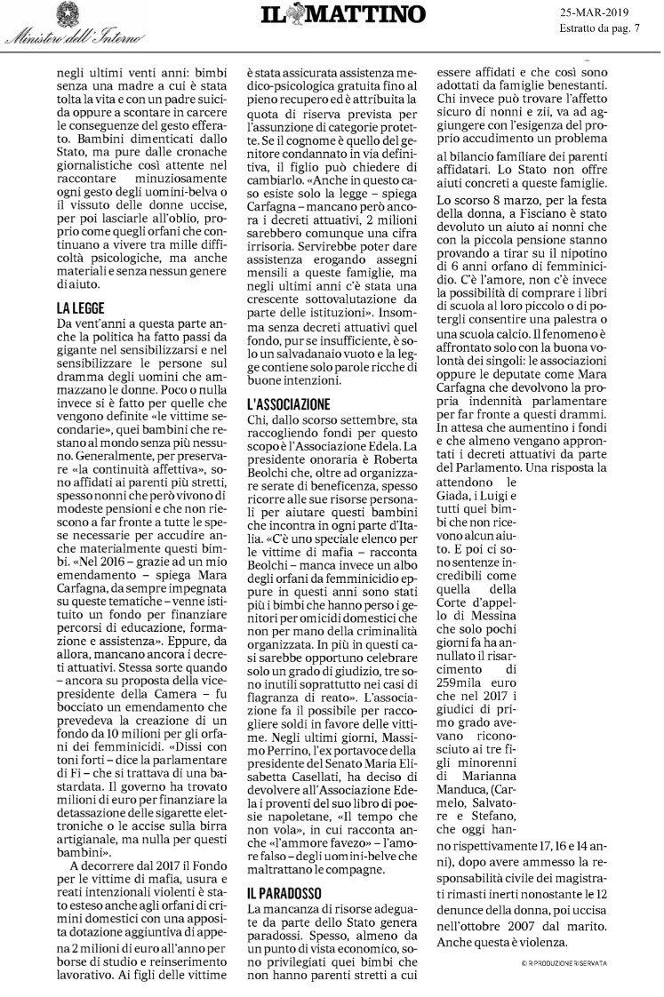 valdigiacomo's tweet photo. #Femminicidio. Tanti ne parlano e in pochi sanno che gli orfani non ricevono adeguati aiuti dallo Stato. Un grazie a @mara_carfagna per aver aperto un varco e alle associazioni come #Edela che aiutano queste famiglie che cercano serenità. Non voltiamoci dall'altra parte https://t.co/5s1kTunpke