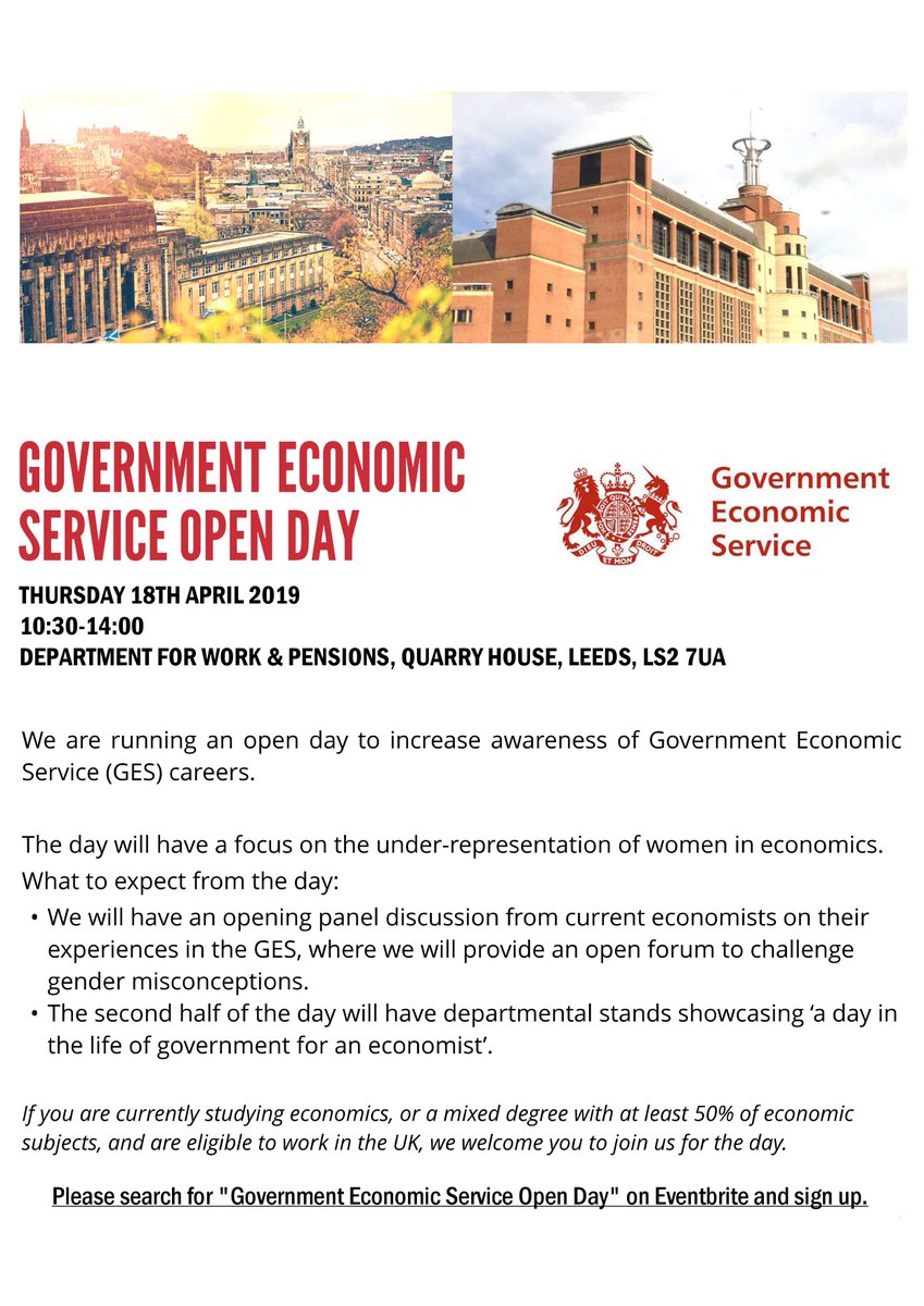 GES_UK's tweet photo. We are organising an open day in Leeds for prospective #economics graduates, showcasing what a career in the Government Economic Service is like! The day will be focused on the under-representation of women in economics. Follow the link to sign up: https://t.co/lKHpntiklH https://t.co/R7GiaXN8Wn