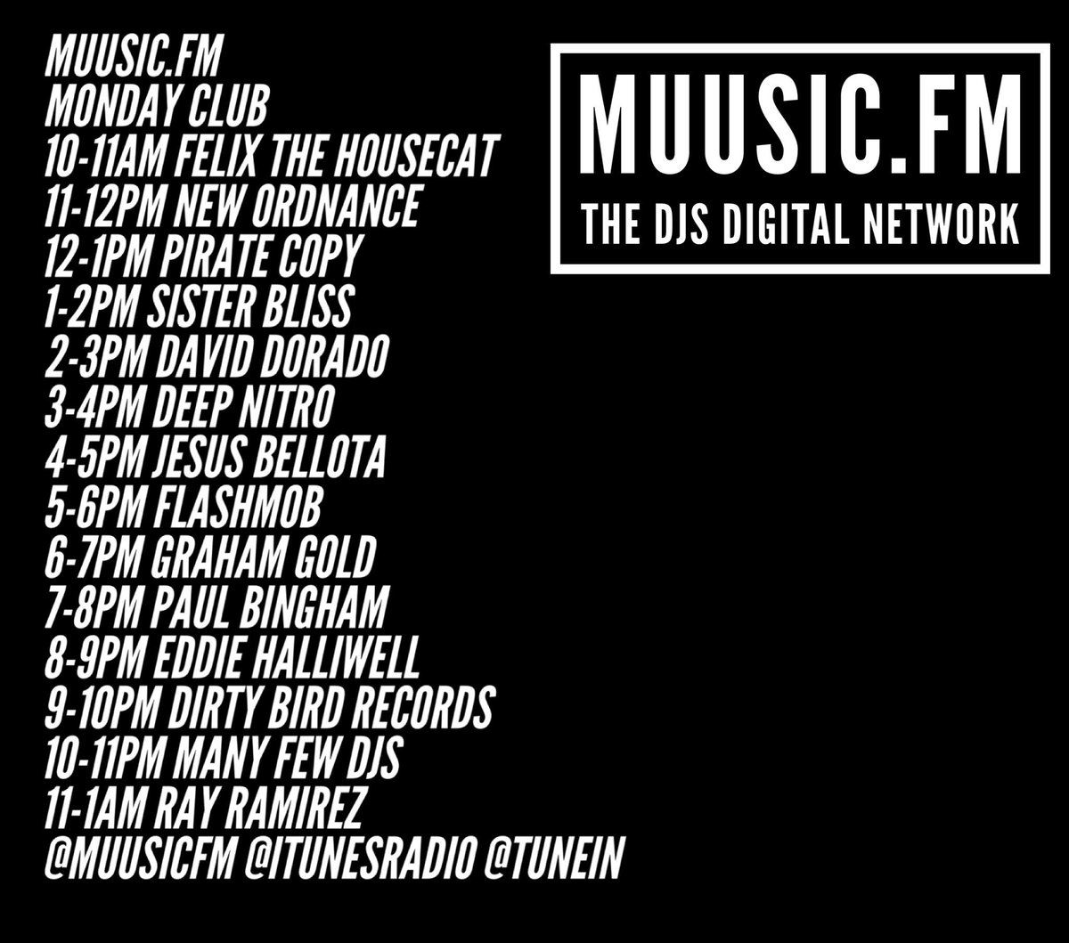 MuusicFM's tweet photo. Kicking off with @felixdahousecat Welcome to Felix Da Housecat debut at 10am UK https://t.co/G34Meaq8zg #mondaymotivation #MuusicMondayClub #Monday #muusicFM #Radio #future #Music #RadioRaving #muusic https://t.co/f7JkA6a44I #lovemusic https://t.co/2JUxmymDrh https://t.co/FBaA1895nV