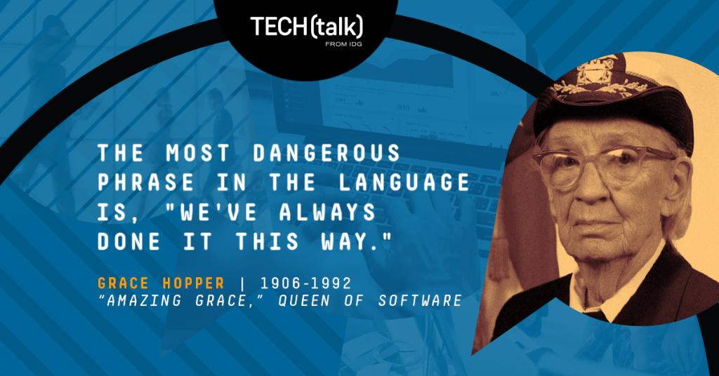 CIOonline's tweet photo. Grace Hopper was a pioneer in computer programming, was an advocate for digital progress, and is credited with the first computer “debugging.” (via @IDGTechTalk) #womenintech #WomensHistoryMonth https://t.co/DaOS2RZRFe