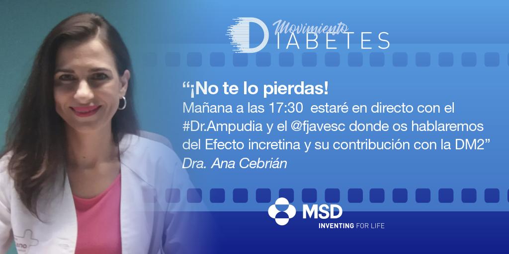#Diabetes  La doctora Ana Cebrián <a href="/anicebrian/">Ana Cebrián</a> le invita a nuestra reunión "El efecto incretina y su contribución en el manejo de la DM2".  Regístrese a través del siguiente link: bddy.me/2YotFXh       #MovimientoDiabetes #FocusonA1C